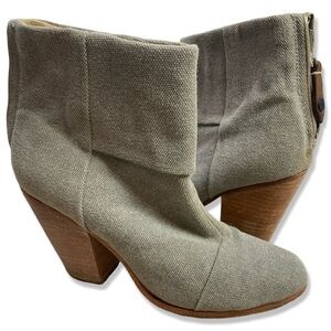 RAG & BONE Newberry Canvas & Leather Heeled Ankle Booties